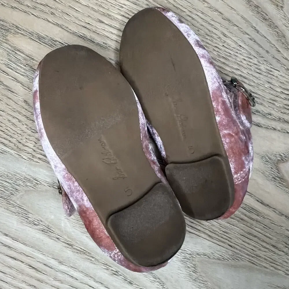 SAM EDELMAN Baby Maeve Michaela Mary Jane Flats Blush Pink Velvet Size 5
